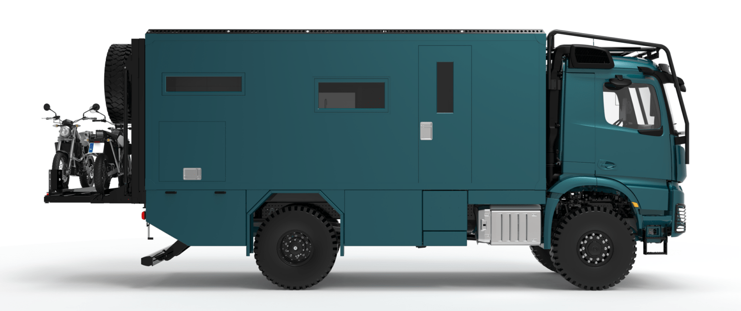 Expedition vehicle Alberts 60DQX side view