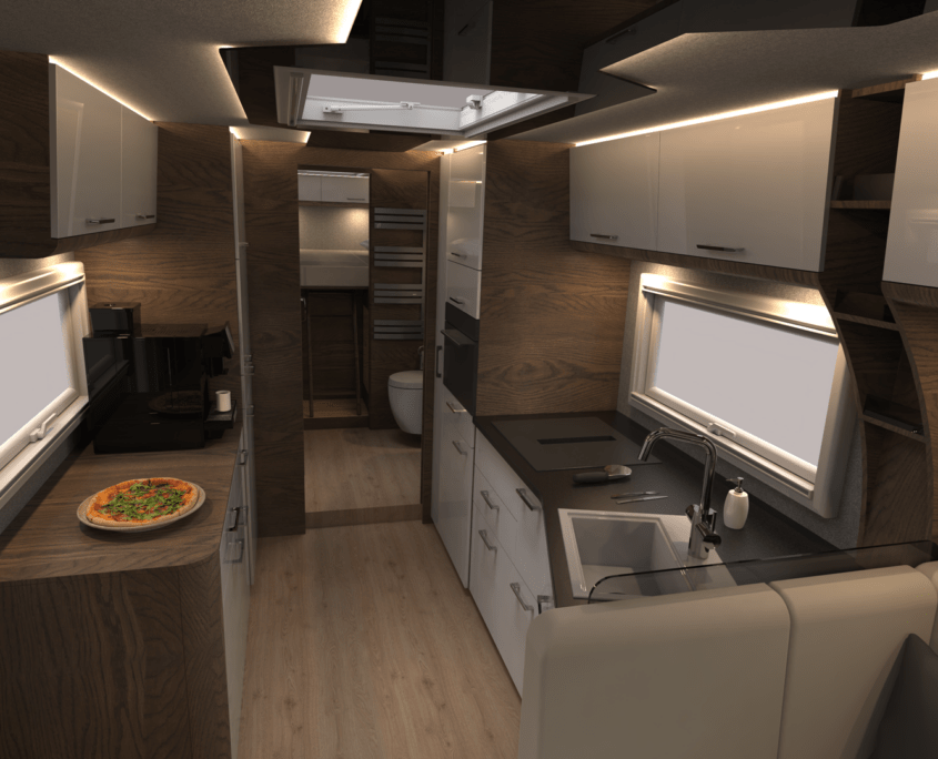 Expedition vehicle Alberts 82UEX kitchen with sideboard