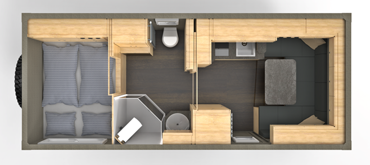 Expedition vehicle Alberts 60UQX floor plan view from above