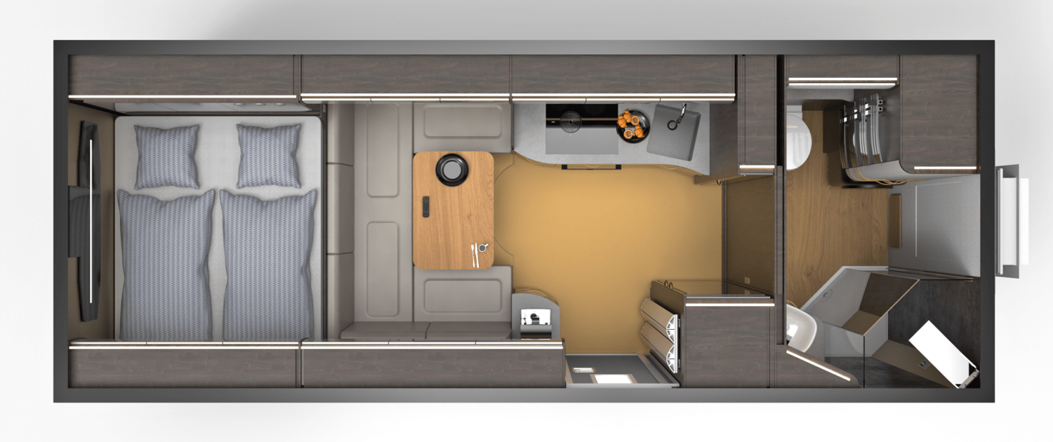 Expedition vehicle Alberts 65UQX floor plan from above