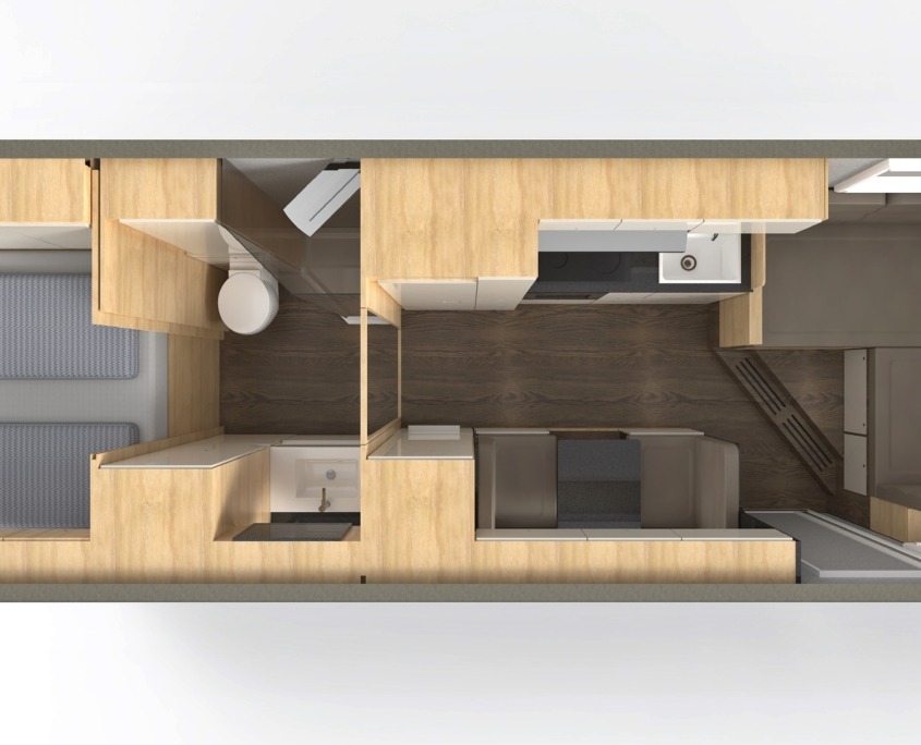 Expedition vehicle Alberts 82LDX floor plan view from above