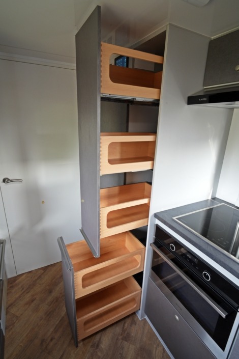 Apothecary cabinet installed in kitchen